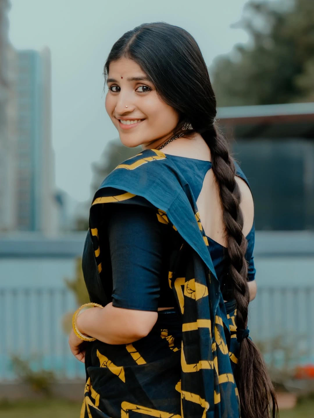 Singer Indravathi Chauhan Cute Looks in Saree