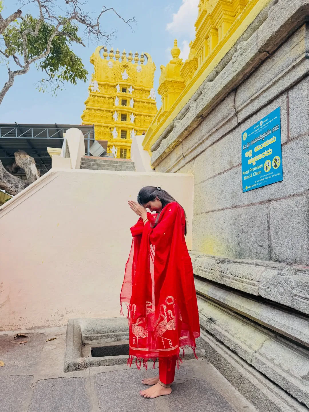Jabardasth actress Satya Sri at Mysore Chamundeshwari Temple