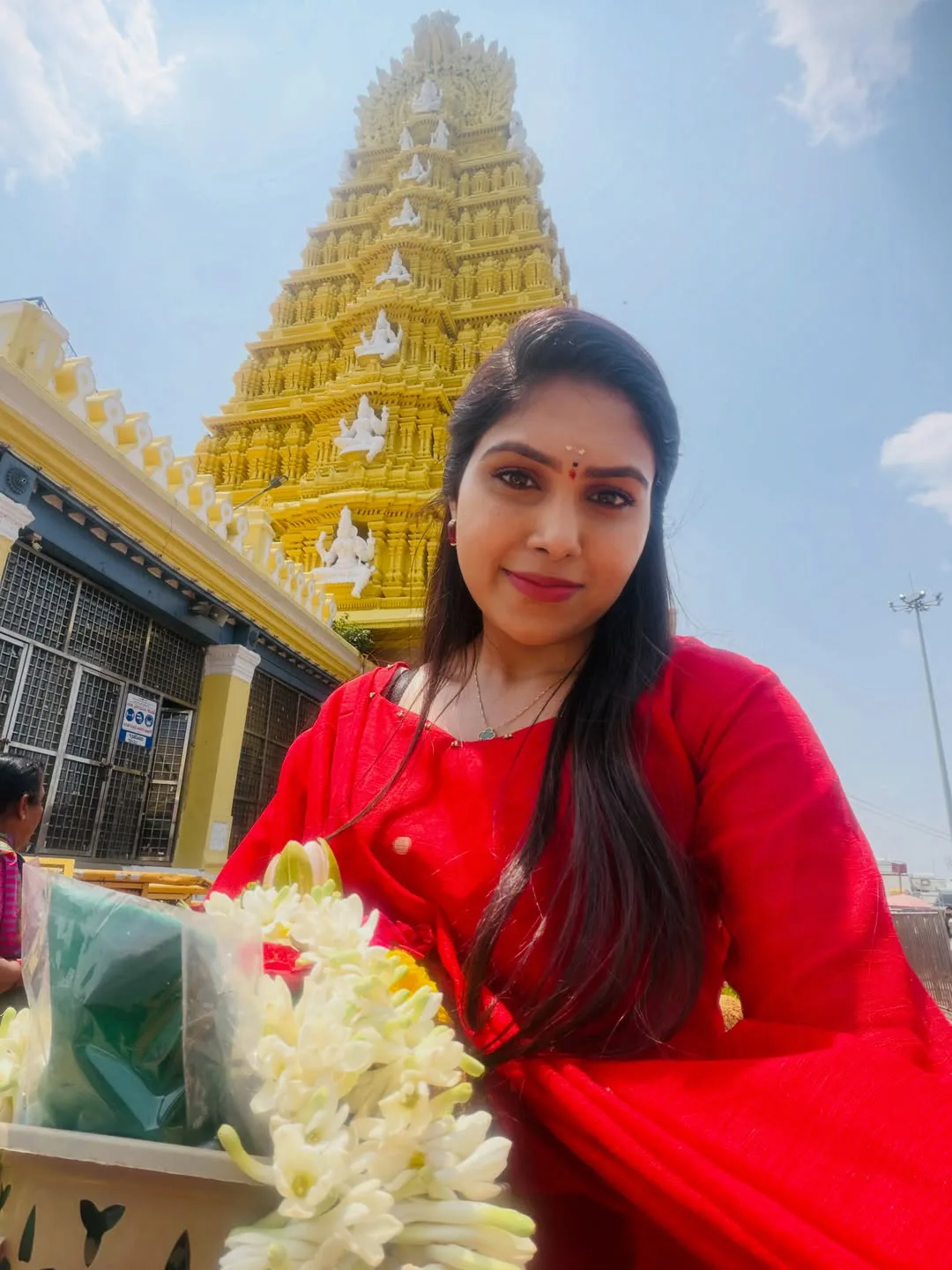 Jabardasth actress Satya Sri at Mysore Chamundeshwari Temple