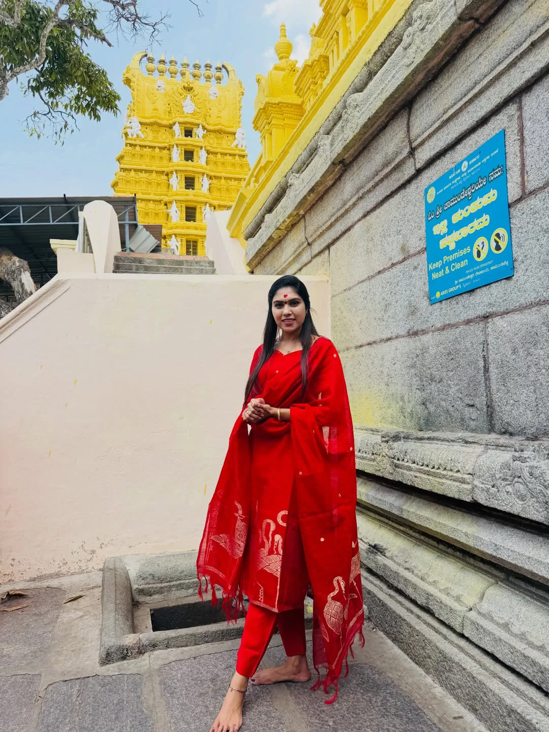 Jabardasth actress Satya Sri at Mysore Chamundeshwari Temple