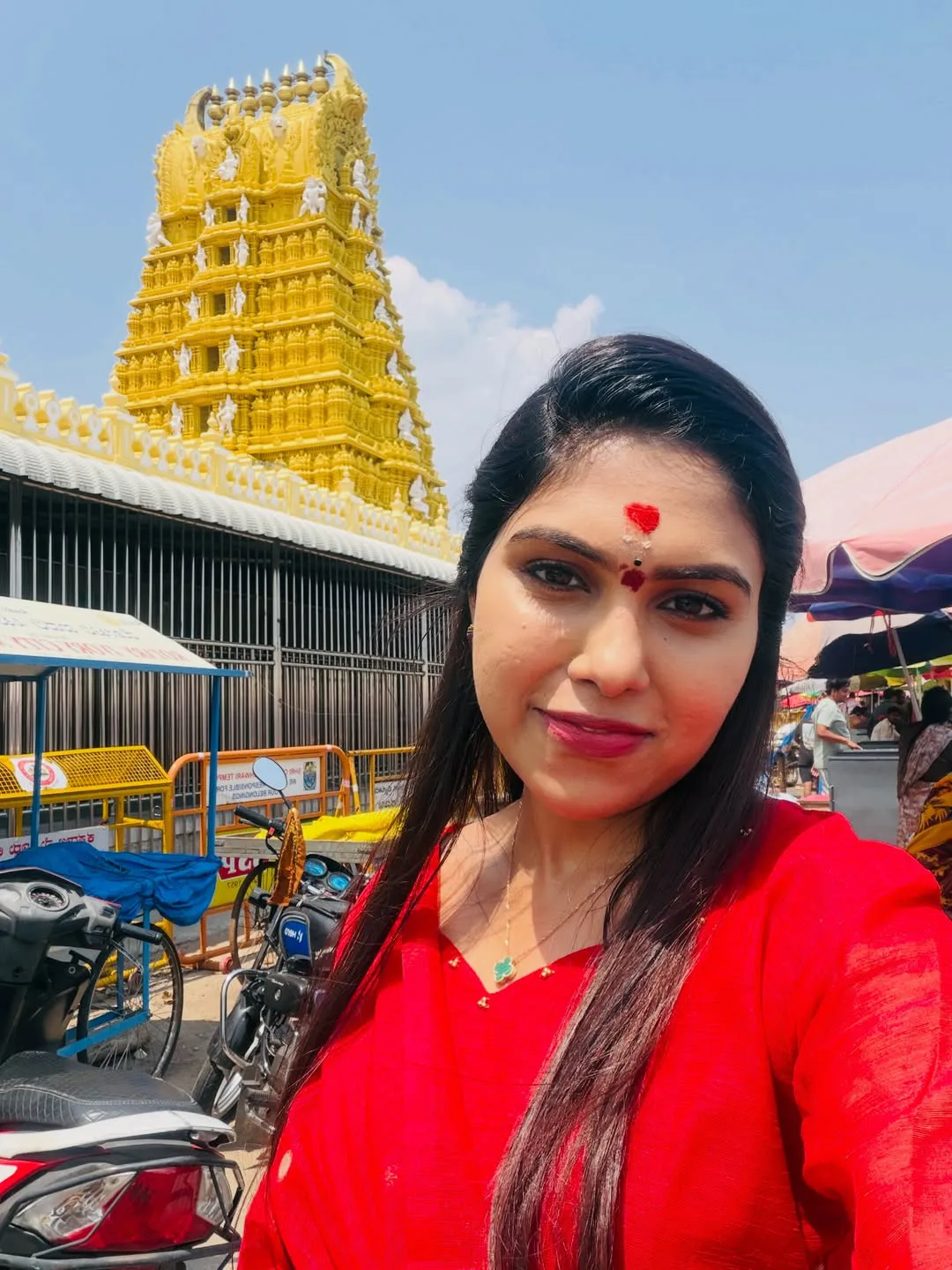 Jabardasth actress Satya Sri at Mysore Chamundeshwari Temple