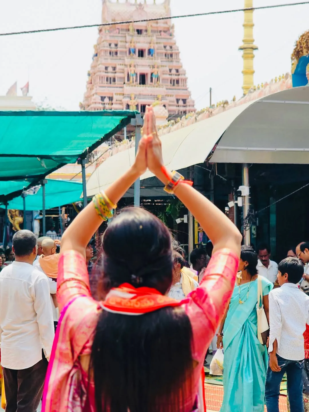 Jabardasth actress SatyaSri at Vadapalli Venkateswara Swamy Temple