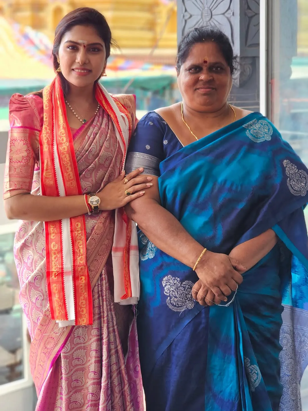 Jabardasth actress SatyaSri at Vadapalli Venkateswara Swamy Temple