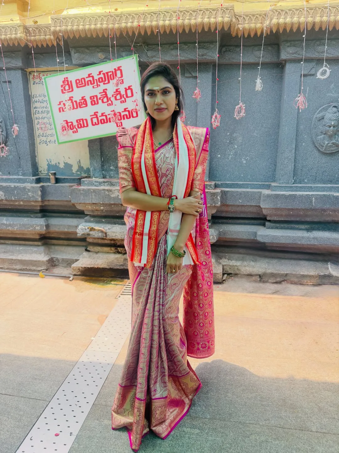 Jabardasth actress SatyaSri at Vadapalli Venkateswara Swamy Temple