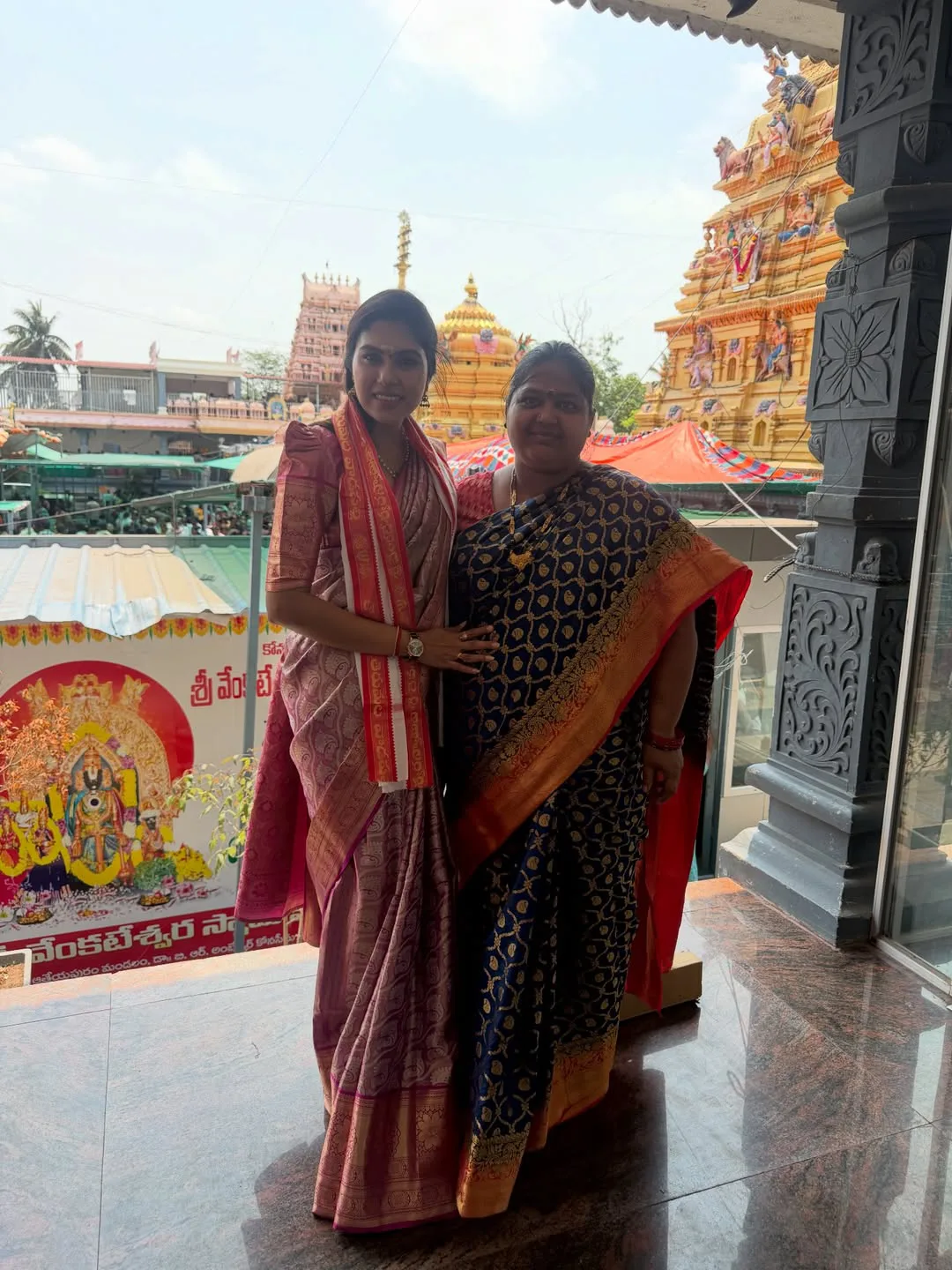 Jabardasth actress SatyaSri at Vadapalli Venkateswara Swamy Temple