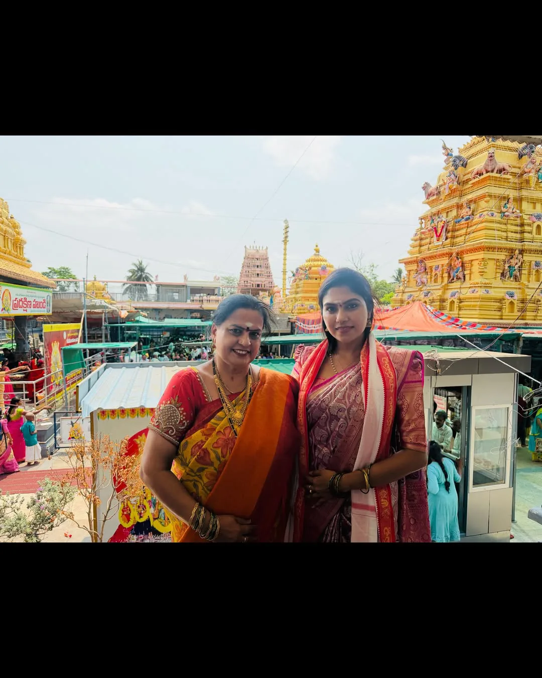 Jabardasth actress SatyaSri at Vadapalli Venkateswara Swamy Temple