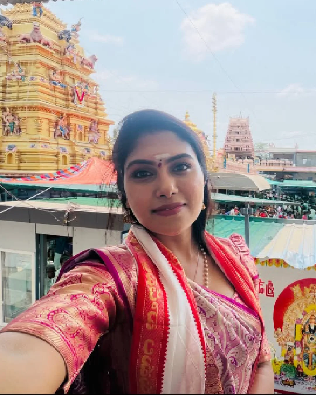 Jabardasth actress SatyaSri at Vadapalli Venkateswara Swamy Temple