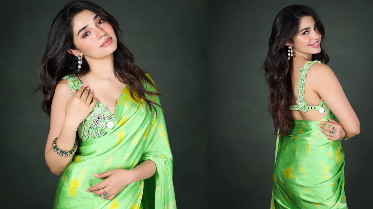 Krithi Shetty Stunning Looks in Green Saree