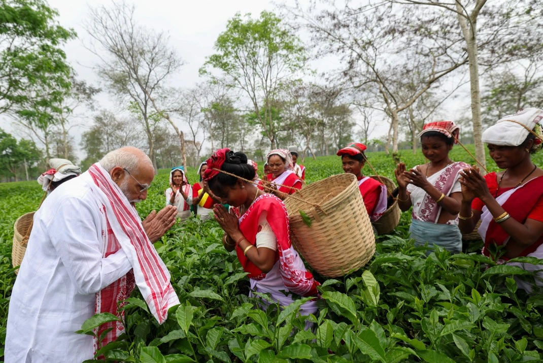 PM Narendra Modi interaction with the women working in Assam Tea Gardens