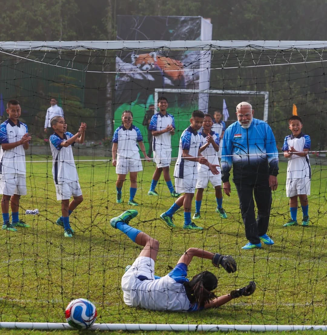 Narendra Modi Playing Football with School Children in Sikkim