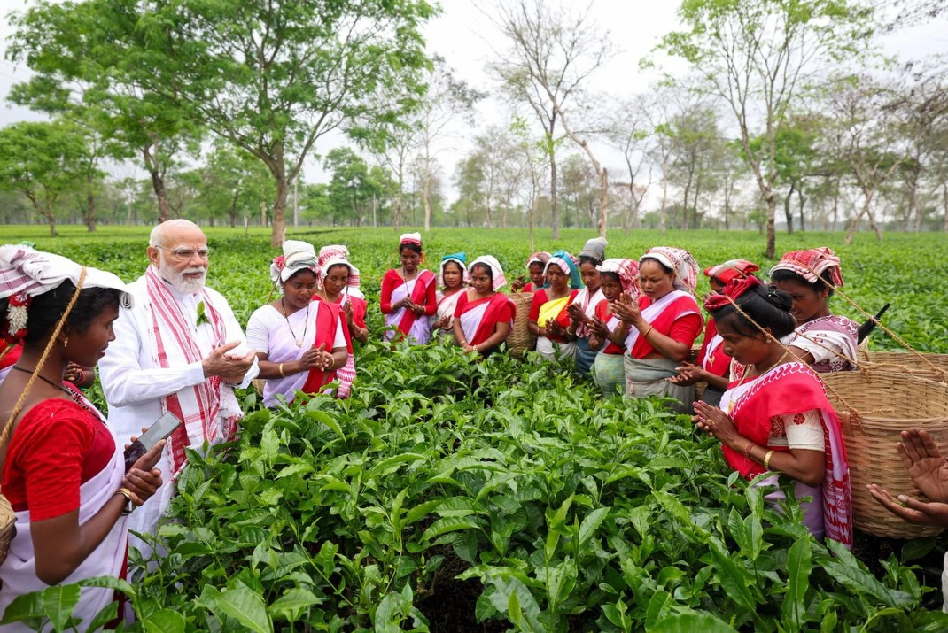 PM Narendra Modi interaction with the women working in Assam Tea Gardens