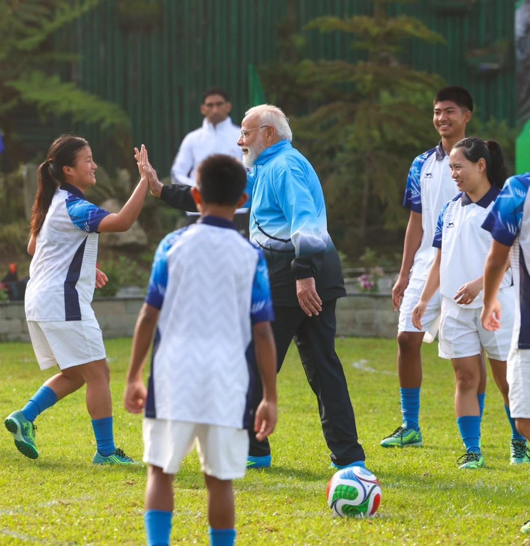 Narendra Modi Playing Football with School Children in Sikkim
