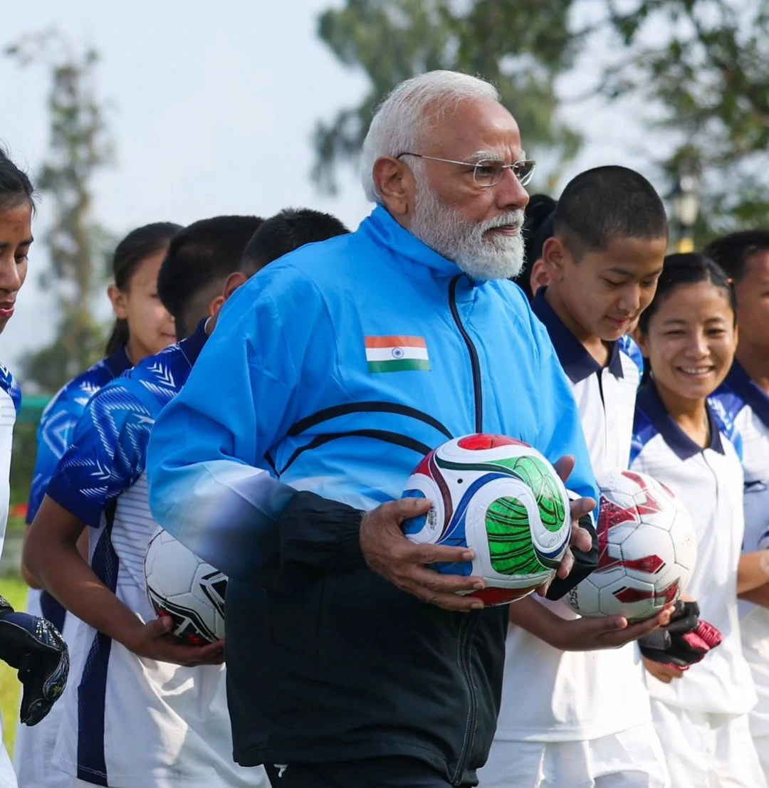 Narendra Modi Playing Football with School Children in Sikkim