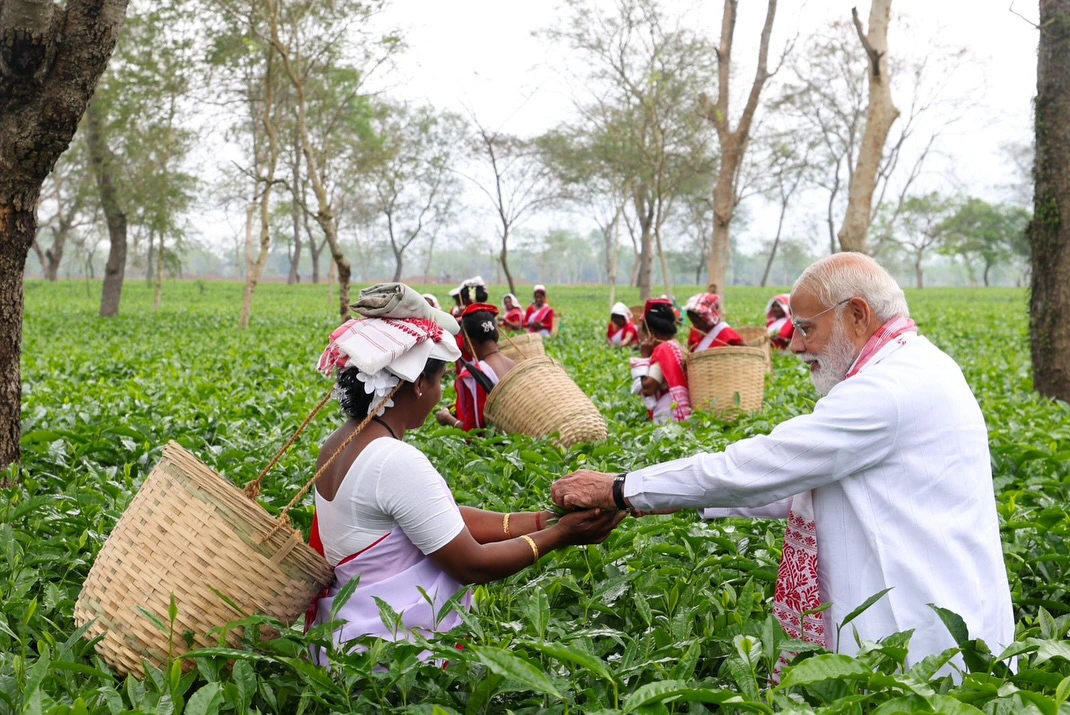 PM Narendra Modi interaction with the women working in Assam Tea Gardens