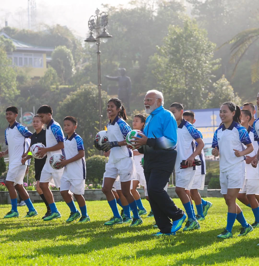 Narendra Modi Playing Football with School Children in Sikkim