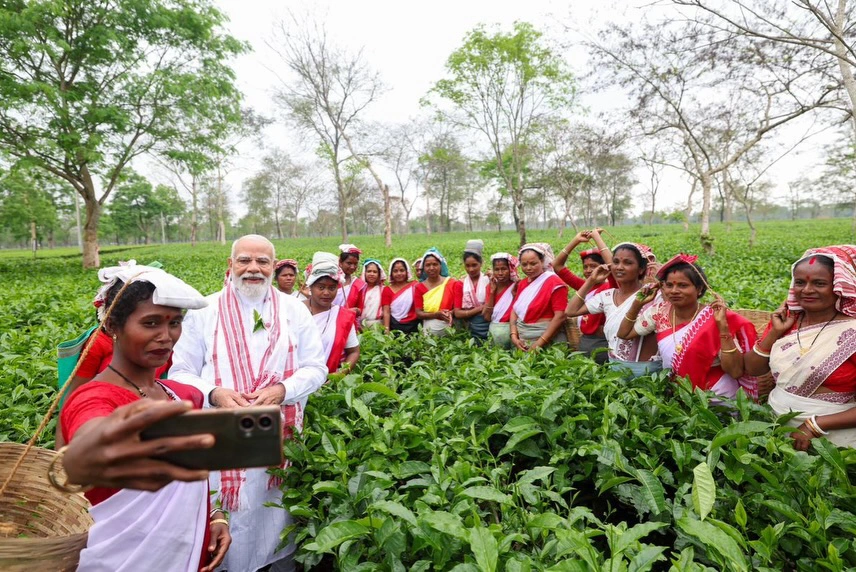PM Narendra Modi interaction with the women working in Assam Tea Gardens