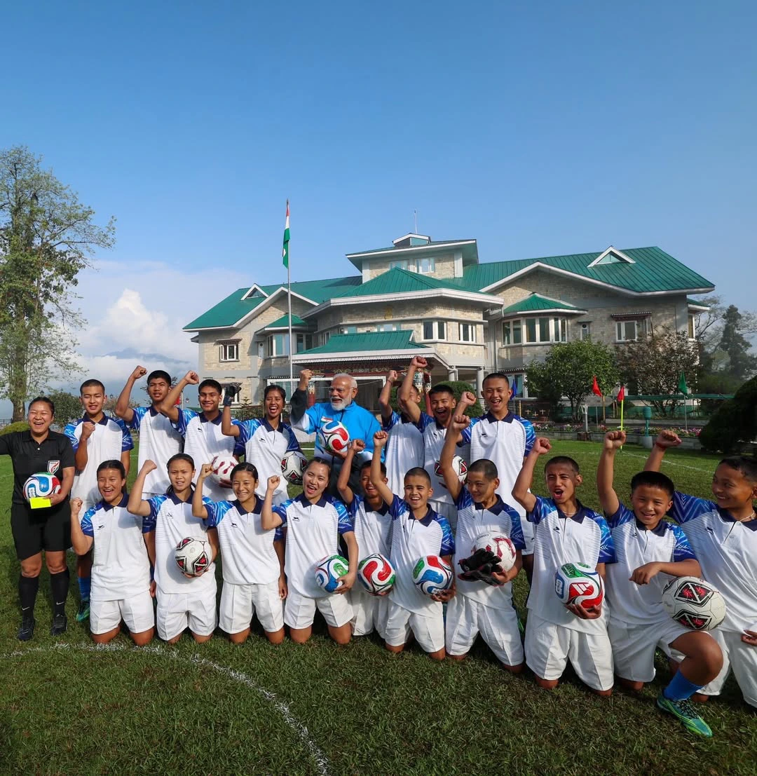 Narendra Modi Playing Football with School Children in Sikkim