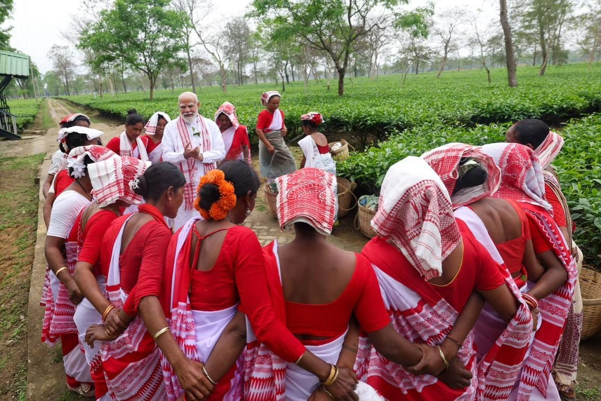 PM Narendra Modi interaction with the women working in Assam Tea Gardens