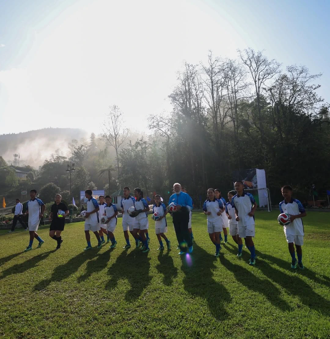 Narendra Modi Playing Football with School Children in Sikkim