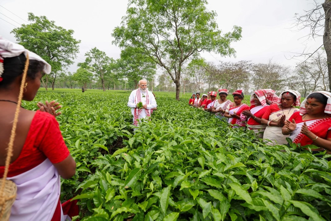 PM Narendra Modi interaction with the women working in Assam Tea Gardens