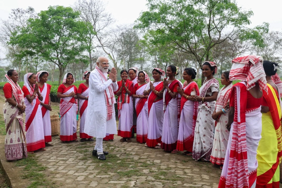 PM Narendra Modi interaction with the women working in Assam Tea Gardens
