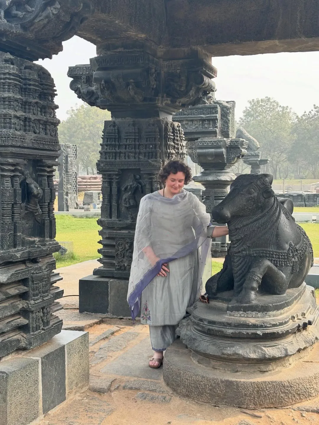 Pawan Kalyan wife Anna Lezhneva visited Thousand Pillar Temple in Warangal