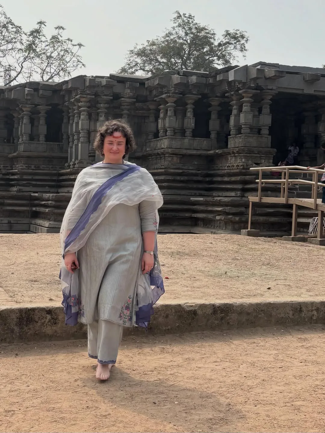 Pawan Kalyan wife Anna Lezhneva visited Thousand Pillar Temple in Warangal
