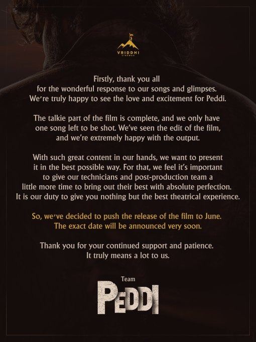 Peddi movie postponed