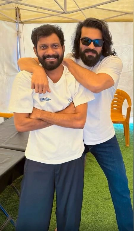 Ram Charan Buchibabu Sana Photos from Peddi Sets