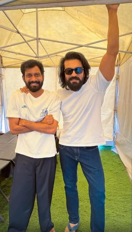 Ram Charan Buchibabu Sana Photos from Peddi Sets