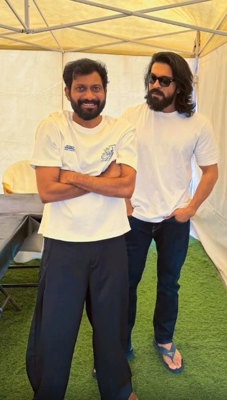 Ram Charan Buchibabu Sana Photos from Peddi Sets