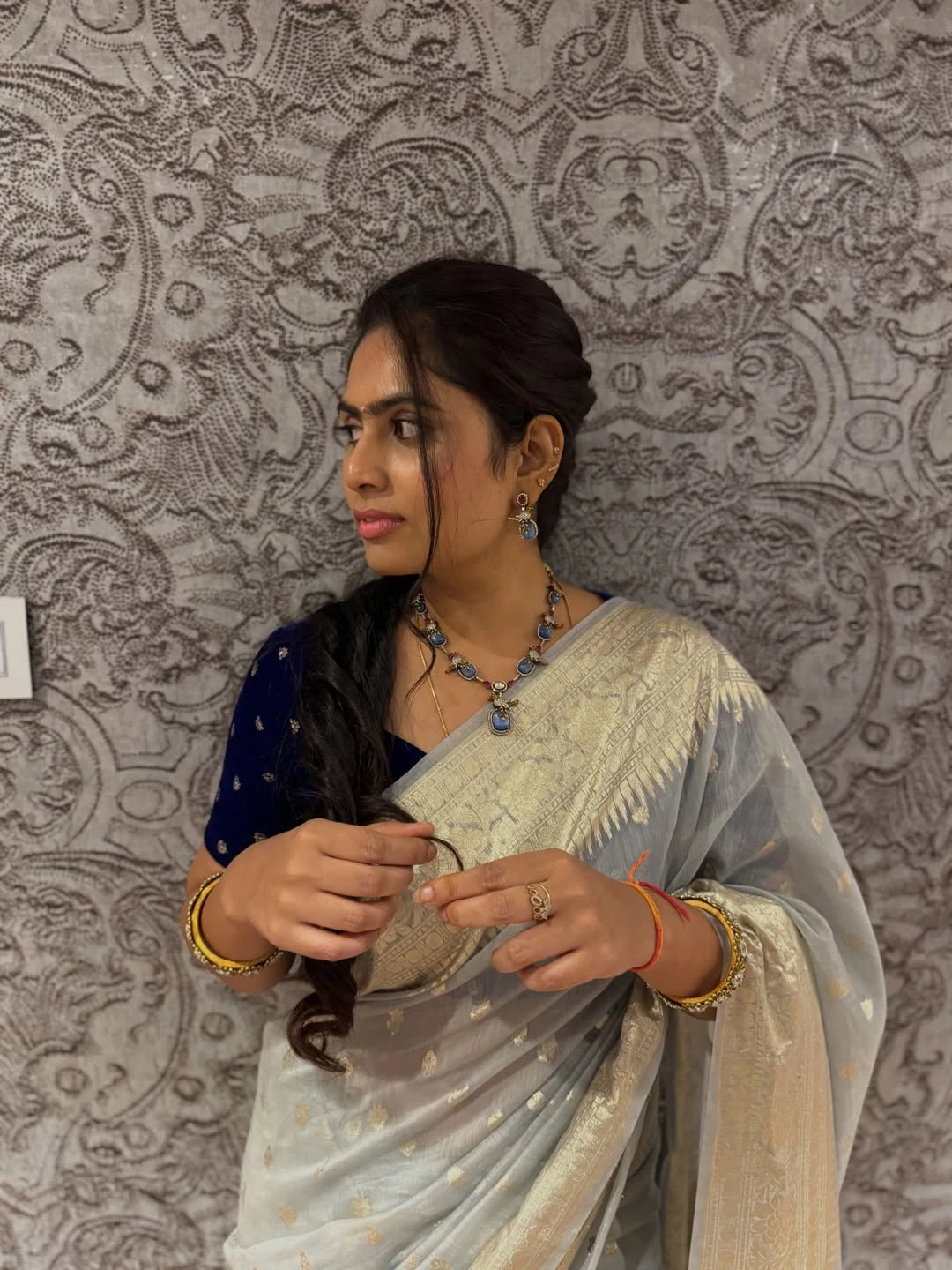 Tejaswini Vygha Cute Photos in Saree