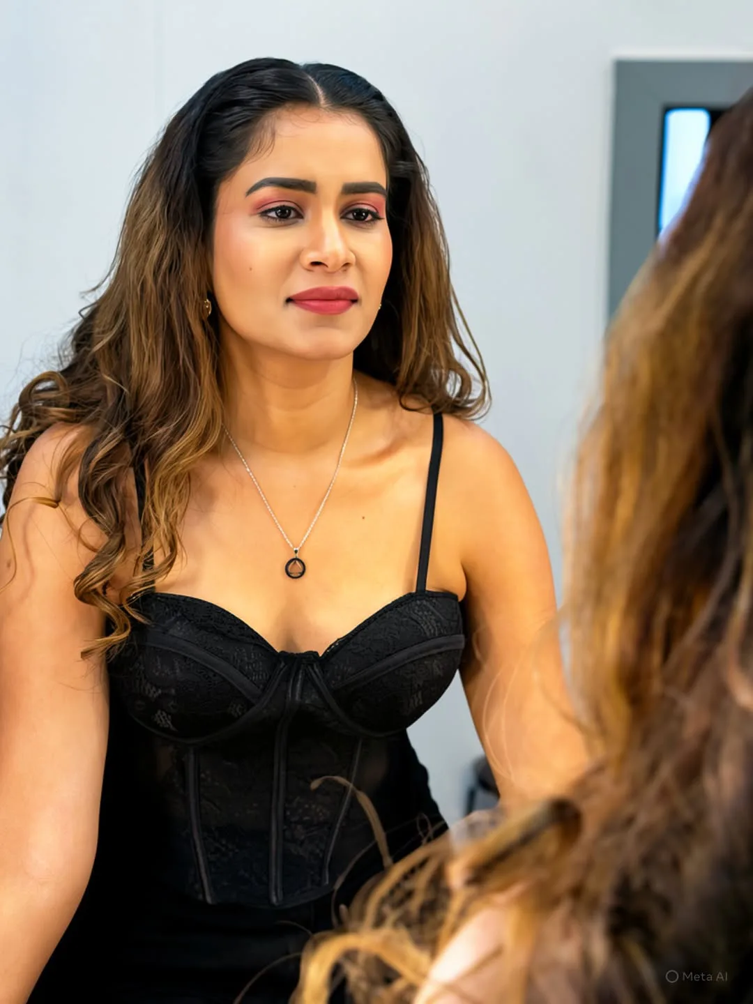 Tollywood heroine sahithi dasari stunning looks in black suite