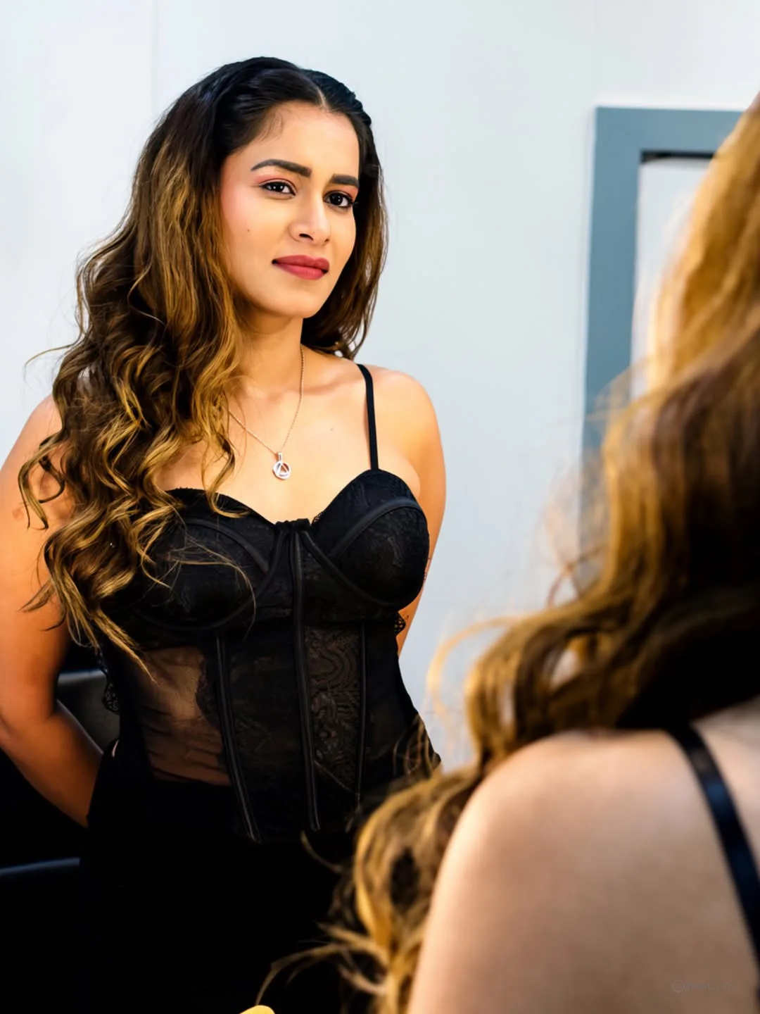 Tollywood heroine sahithi dasari stunning looks in black suite