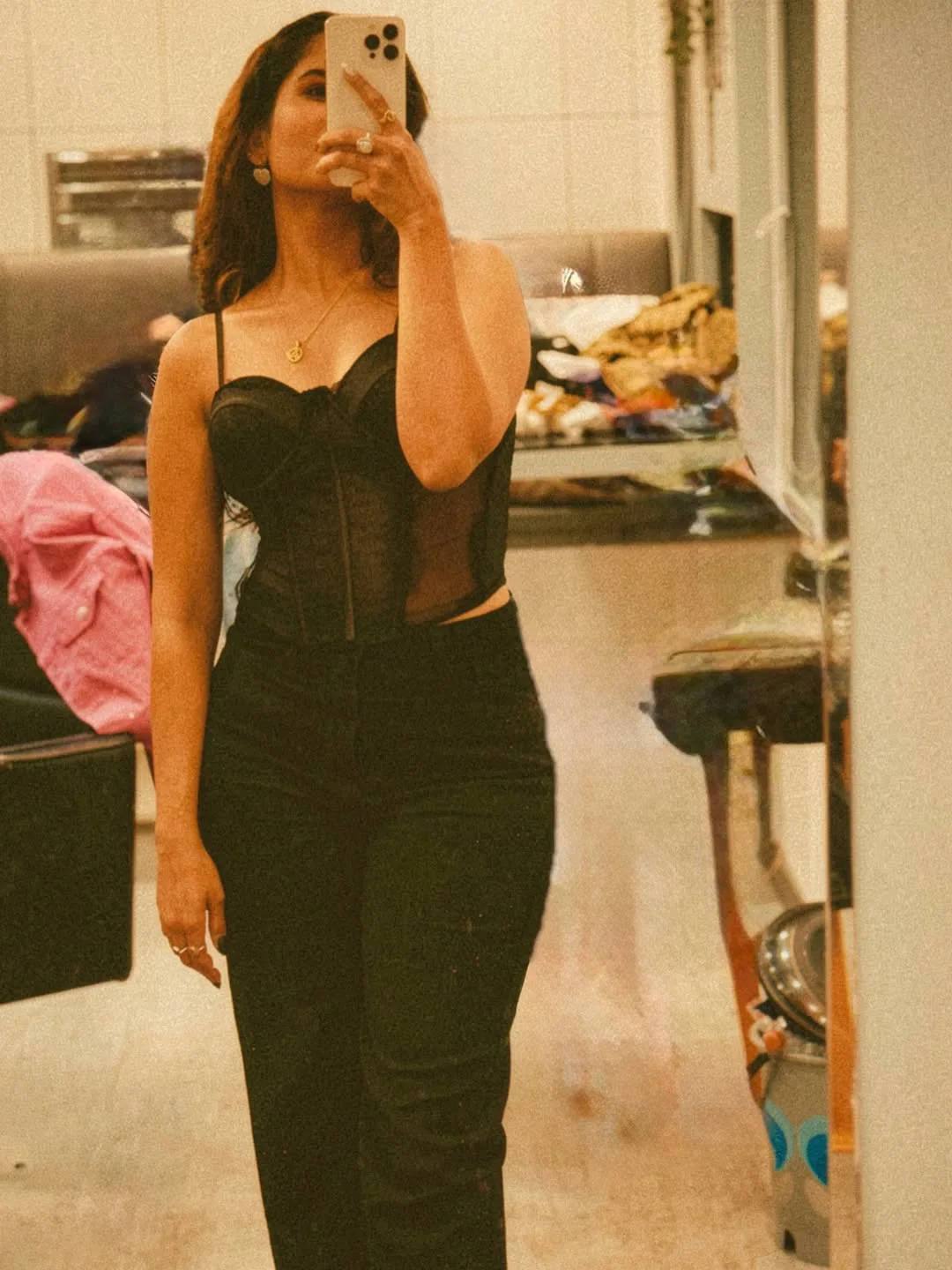 Tollywood heroine sahithi dasari stunning looks in black suite