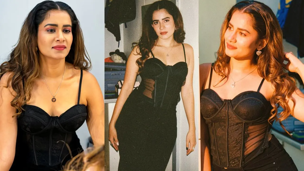 Tollywood heroine sahithi dasari stunning looks in black suite