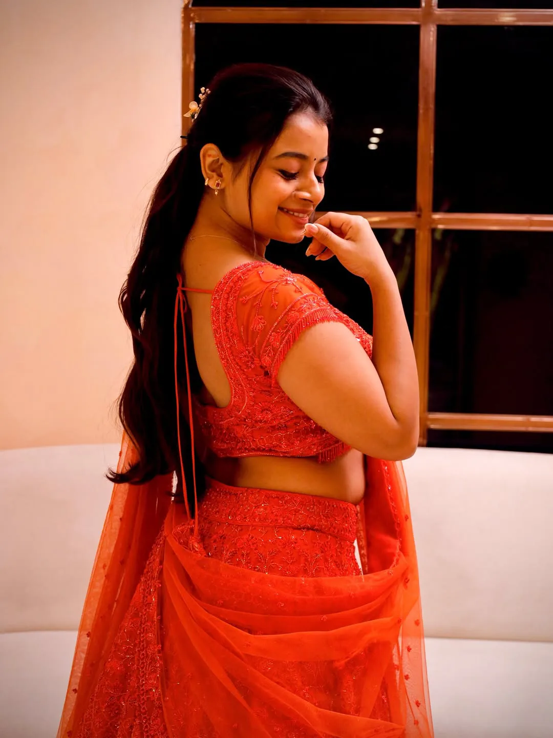 dhee dancer nainika anasuru stunning looks in red color dress
