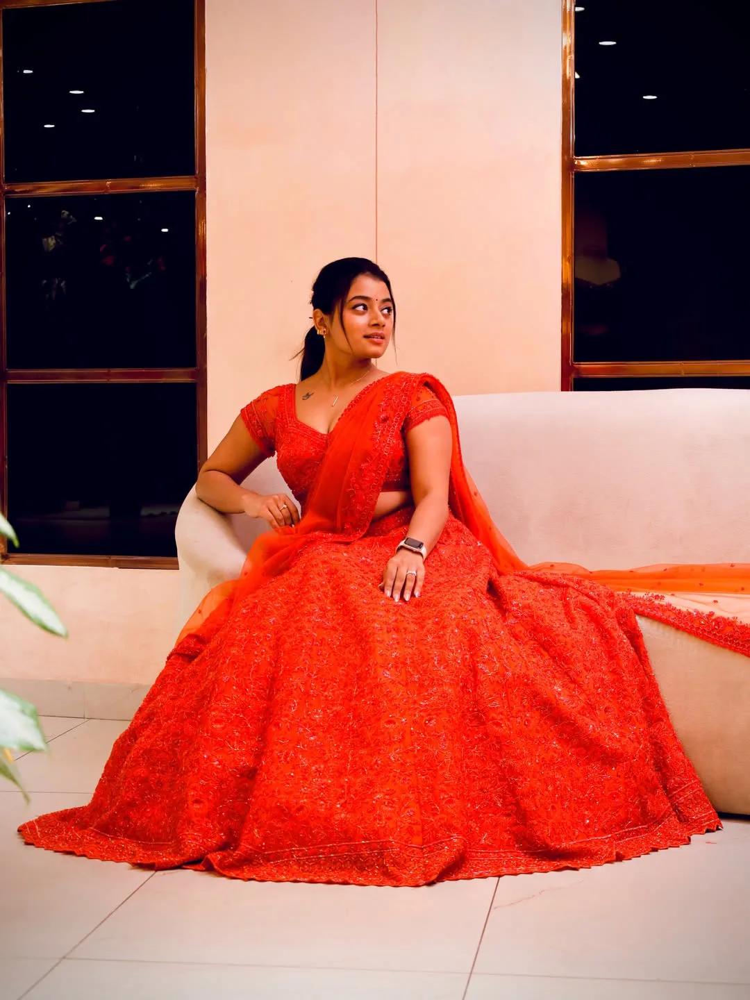 dhee dancer nainika anasuru stunning looks in red color dress