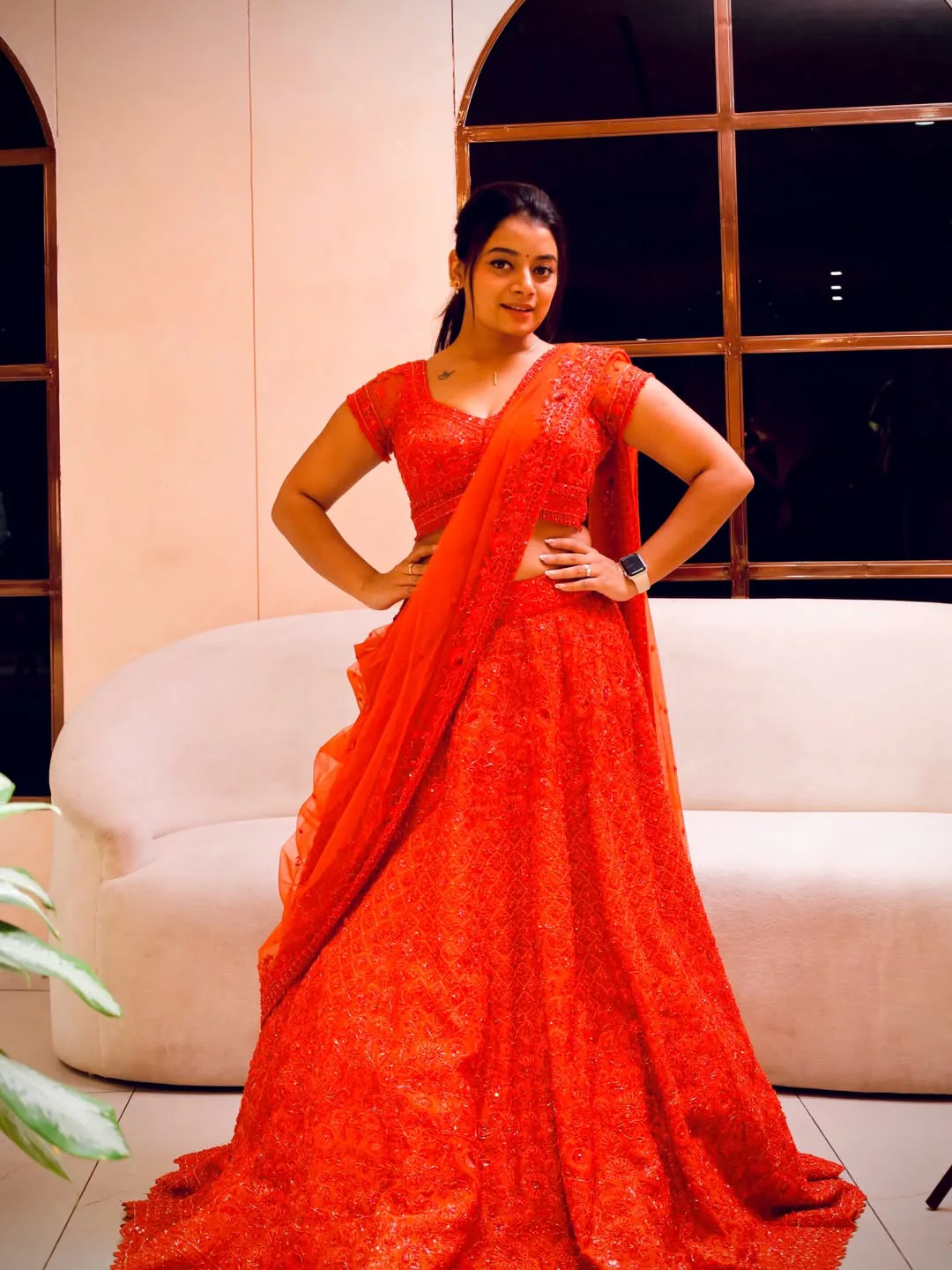 dhee dancer nainika anasuru stunning looks in red color dress