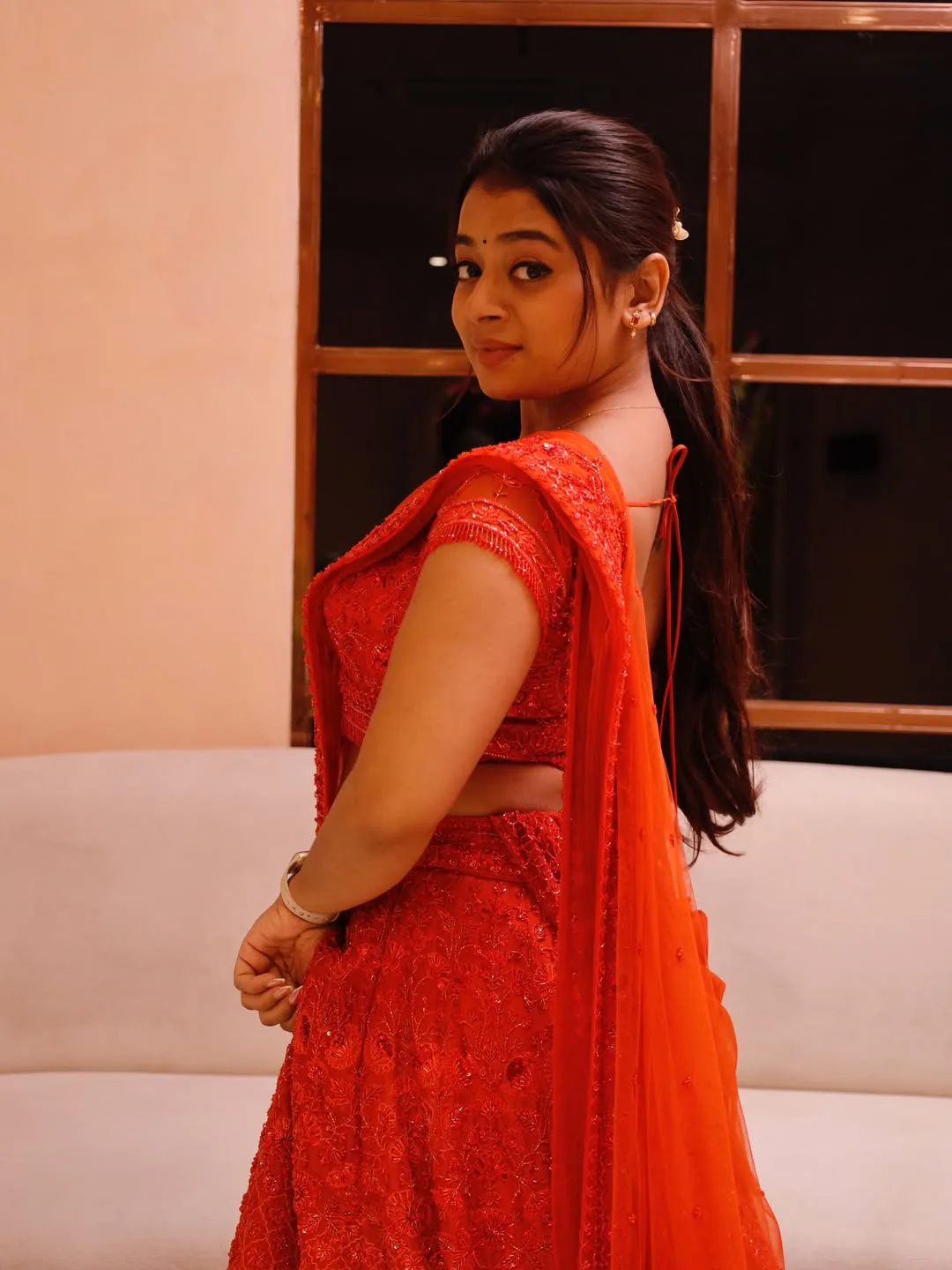 dhee dancer nainika anasuru stunning looks in red color dress