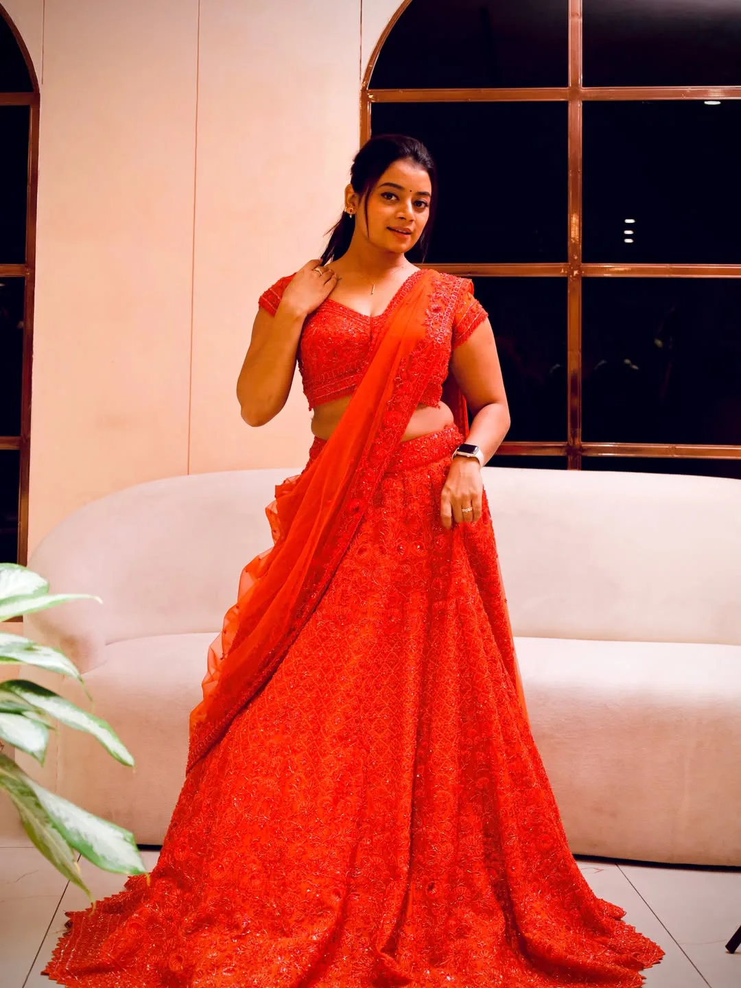 dhee dancer nainika anasuru stunning looks in red color dress