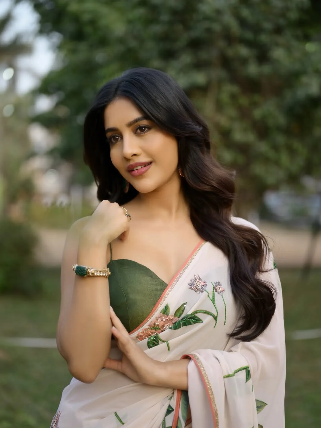 iSmart Shankar heroine Nabha Natesh photos in saree