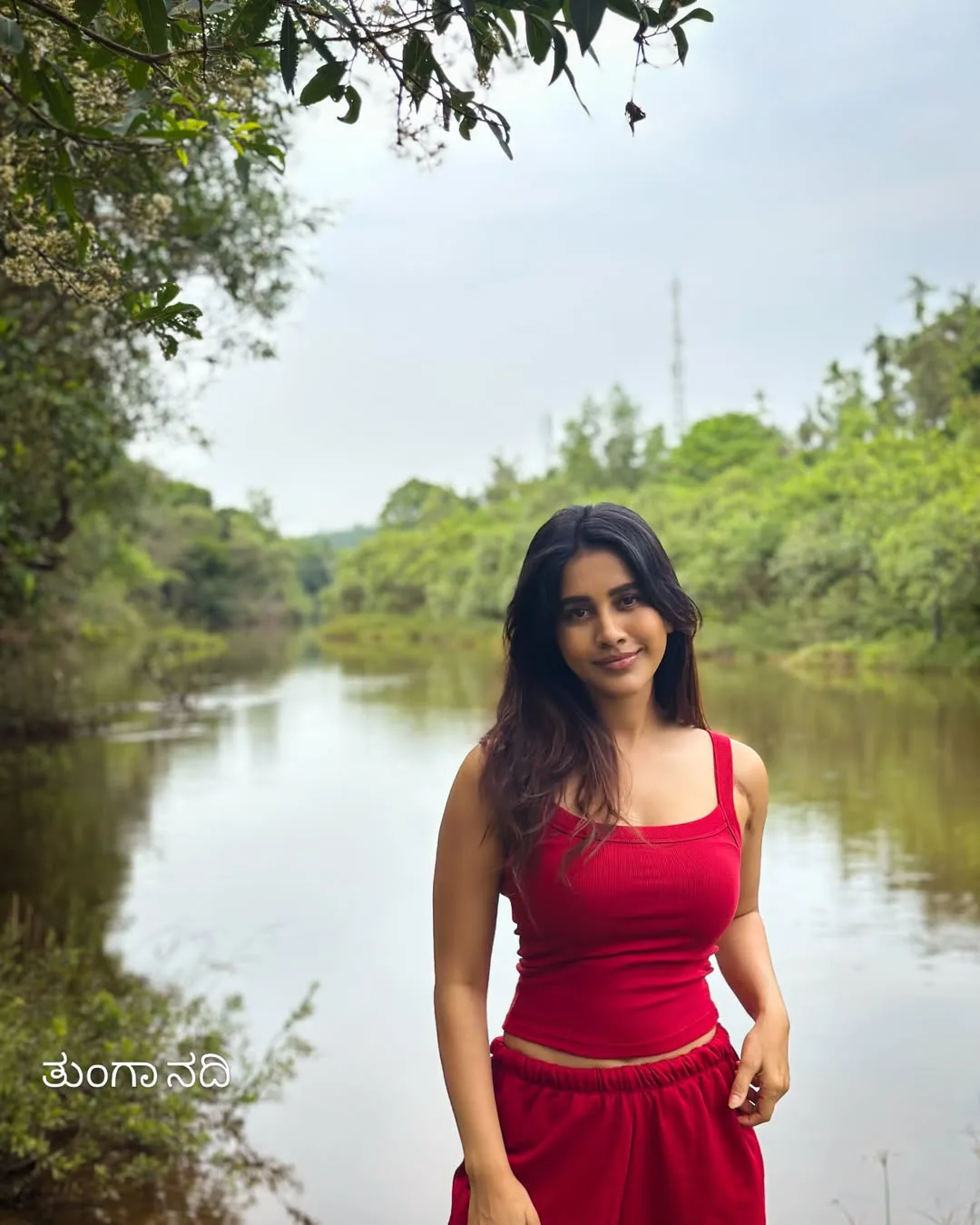 iSmart beauty Nabha Natesh visited her native place Sringeri with parents