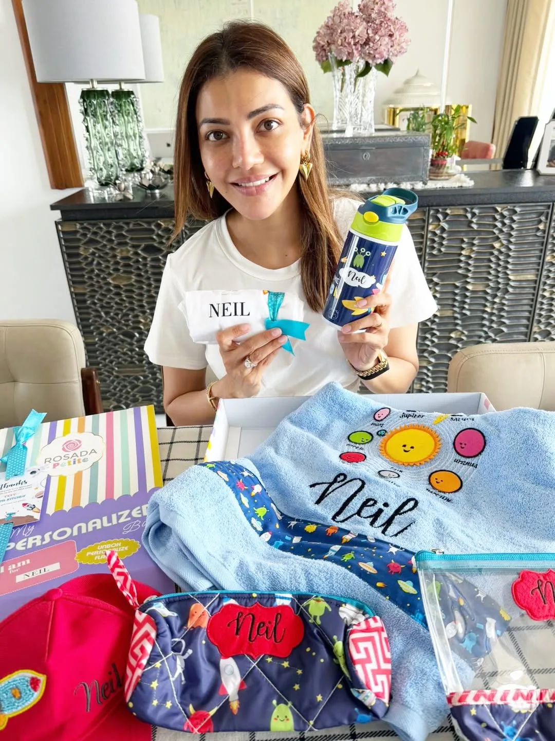 kajal aggarwal son Neil Kitchlu 4th birthday photos