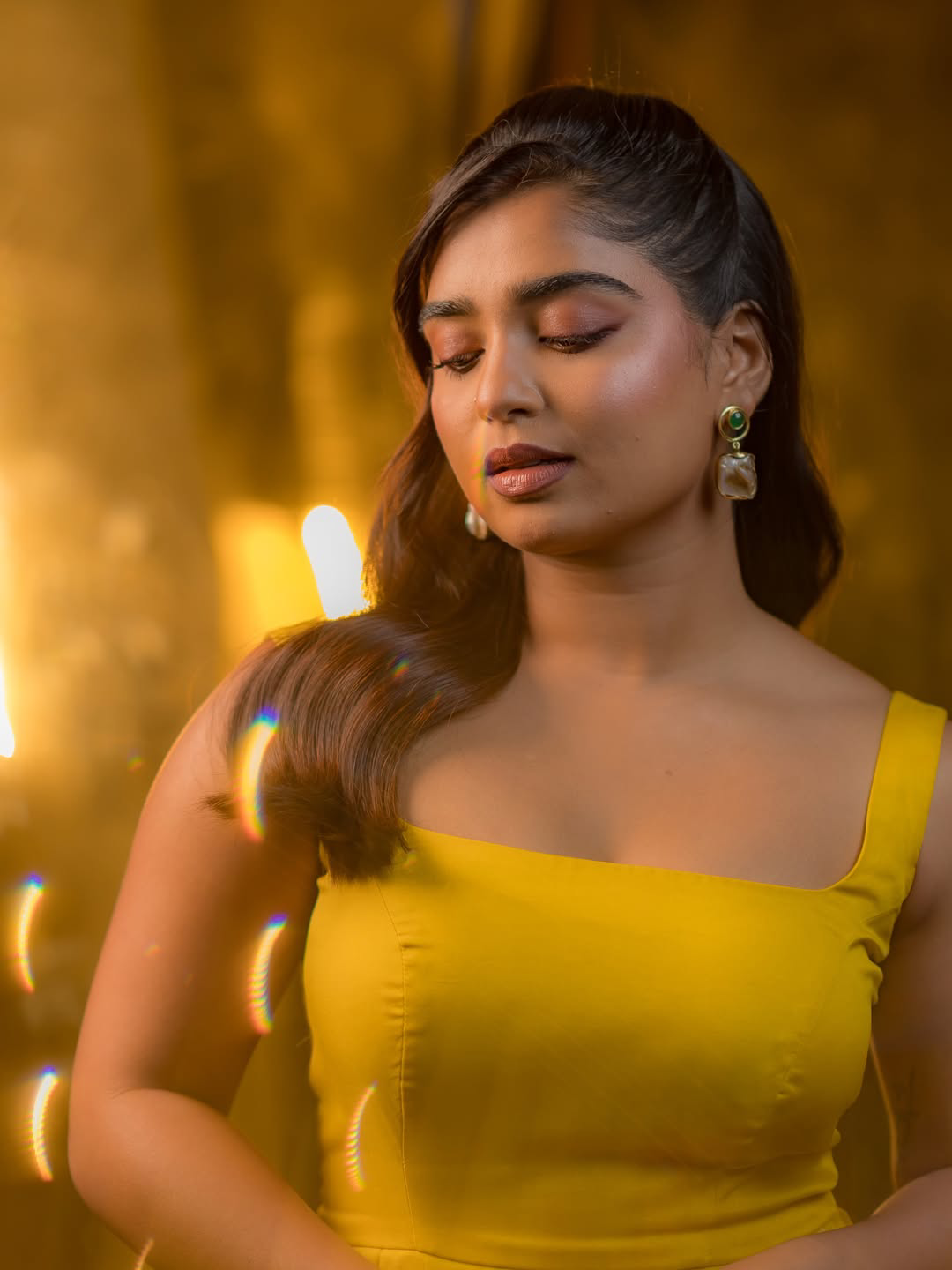 96 movie fame gouri kishan stunning looks in yellow dress