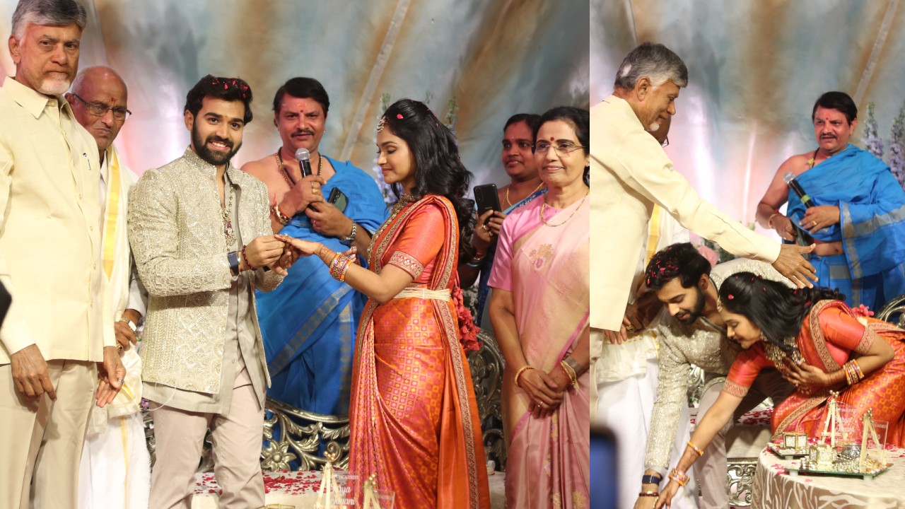 CM Chandrababu Naidu : సీఎం చంద్రబాబు ముందు ఉంగరాలు మార్చుకున్న బండ్ల గణేష్ కూతురు, అల్లుడు.. ఫోటోలు..
