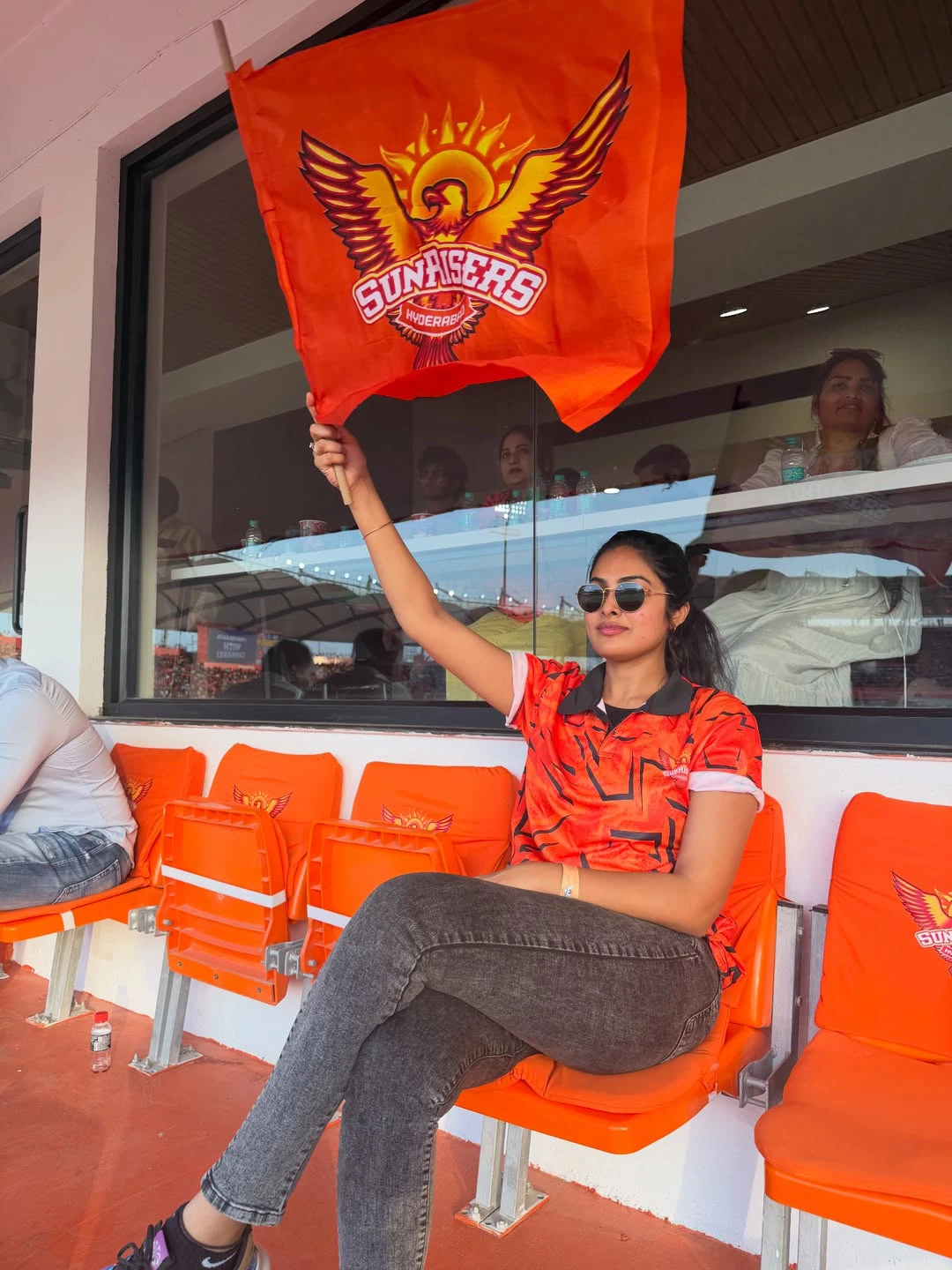 Divi Enjoying SRH vs KKR Match in Stadium