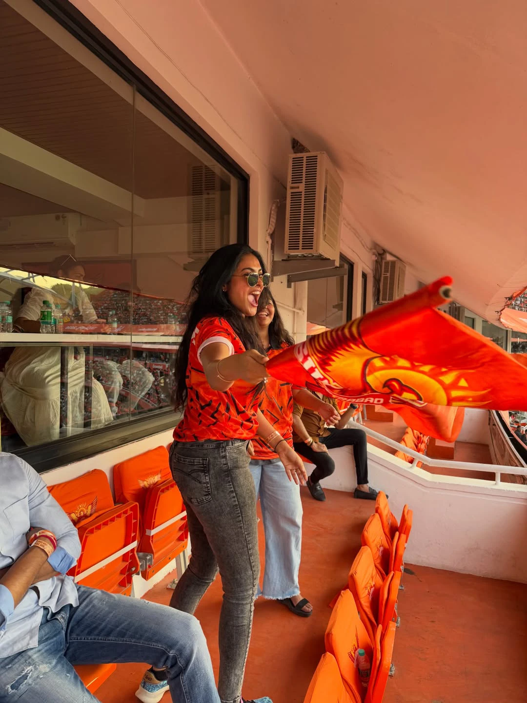 Divi Enjoying SRH vs KKR Match in Stadium