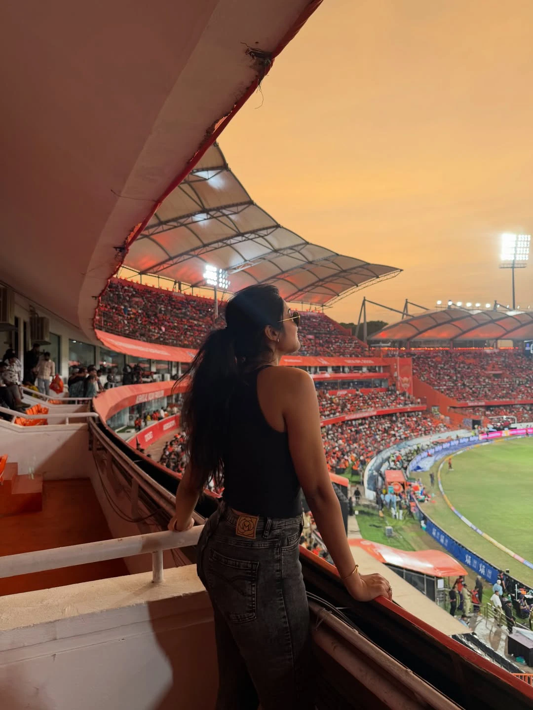Divi Enjoying SRH vs KKR Match in Stadium