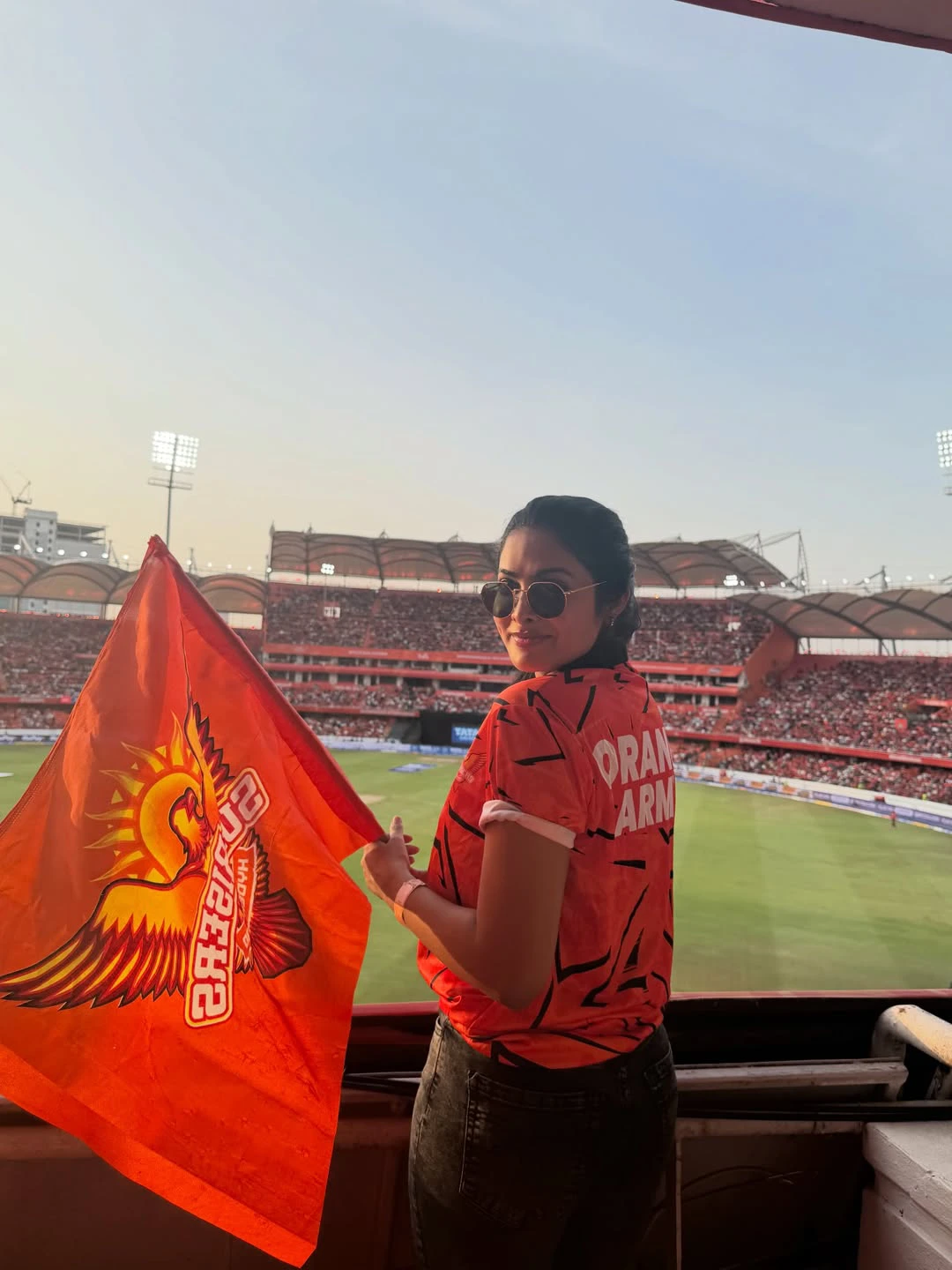 Divi Enjoying SRH vs KKR Match in Stadium